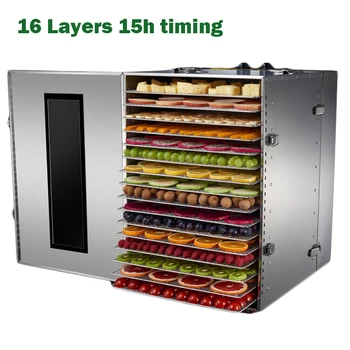 

Home Fruit and Vegetable Dryer Electric Meat Drying Machine Timing Stainless Steel Dryers 16 Layers Food Dehydrator Machine