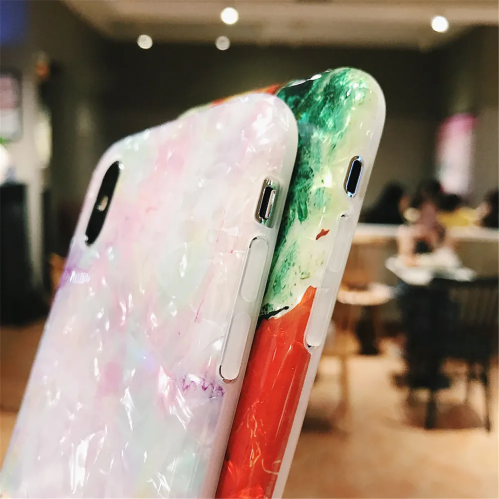 Глянцевый мраморный чехол для iphone 7X11, чехол с рисунком блестящей раковины, силиконовый чехол для iphone 6S 7 8 Plus X XR XS Max 11 Pro Чехол 11