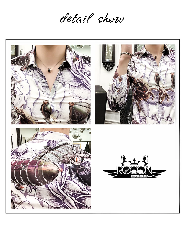 Роскошная мужская рубашка с принтом Desinger,, приталенная, с длинными рукавами, Camisa Masculina, Золотая черная сорочка, мужская, для общественных мест, Мужская Клубная рубашка для выпускного вечера