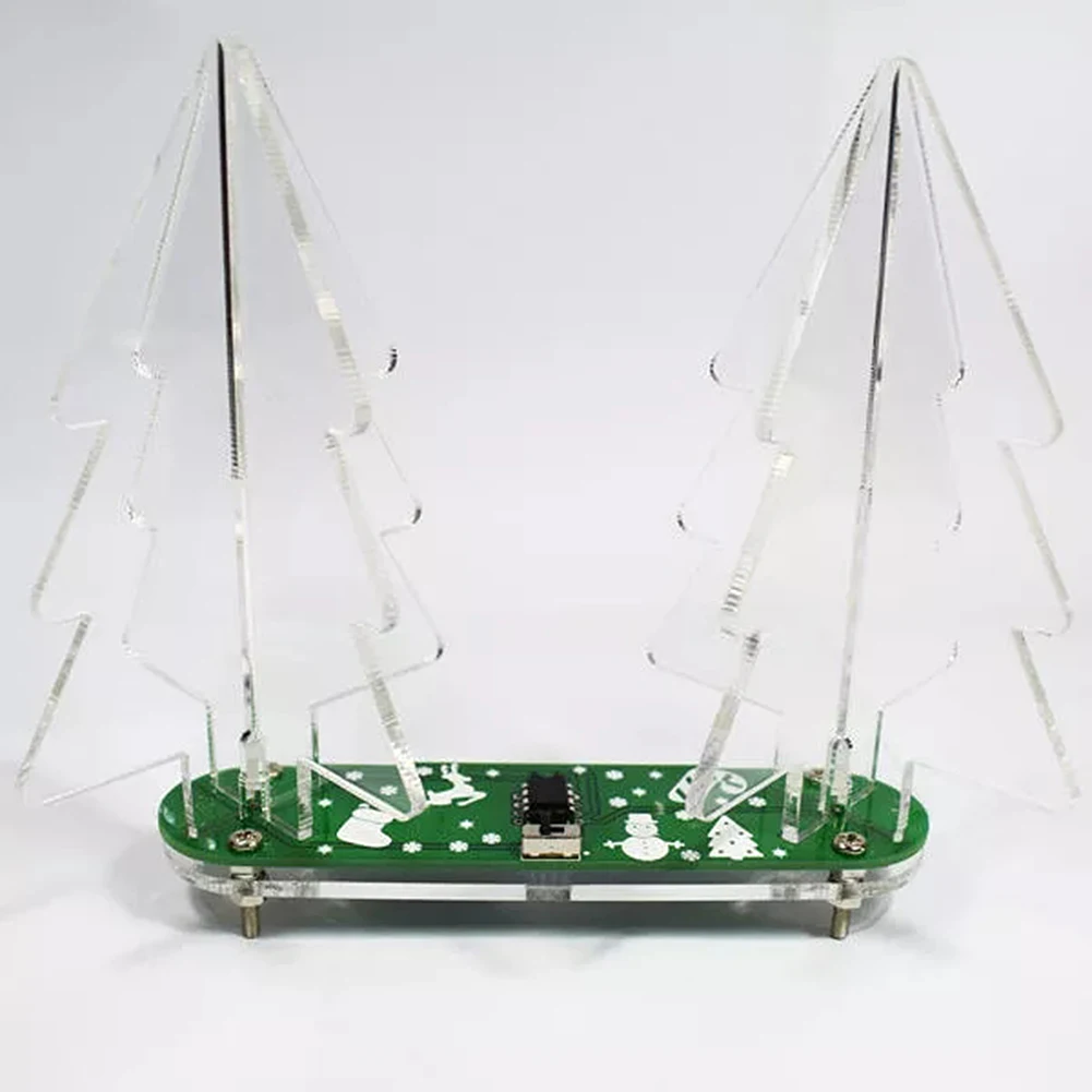 Green 2 DIY Christmas Tree kit Colorful Easy Making LED Light Acrylic Christmas Tree with Music Electronic Learning Kit Module Toys Gift - Цвет: Green 2