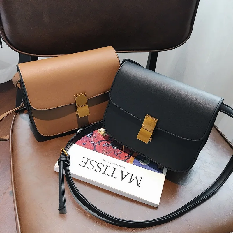 

20194 New Style Classic Square Bag Lock Metal Square Sling Bag Shoulder Diagonal WOMEN'S Bag