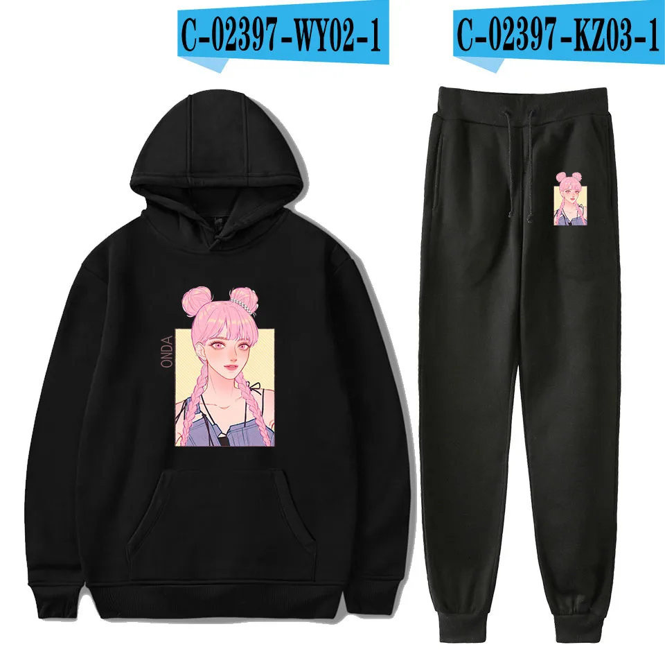Harajuku Everglow Kpop, стиль, повседневные наборы свитшотов, спортивные толстовки, толстовки+ брюки Харадзюку, мужские/женские комплекты - Цвет: WY02KZ03