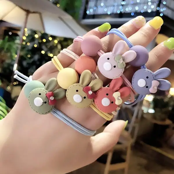120pcs/lot Simple Multi Acrylic Scrub Rabbit Rubber Bands Elasticity Candy Colore Hair Bands Styling Tools Accessories HA1454
