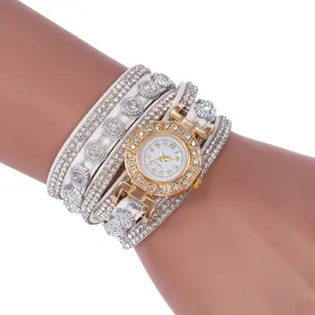 

SC101 Korean Velvet Bracelet watch Luxury Full Diamond Watch Retro Style Ladies Round Long Quartz Watch