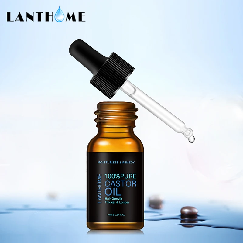 Black Essential LANTHOME Oil Castor Organic Eyelash Growth Eyebrow Enhancer Serum Lash Lift Hair_voghion.com