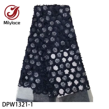 

African 3d Flower Lace Fabric High Quality Nigeria Color Sequins Lace Fabric 2019 French Net Lace Fabric for Dress DPW1321