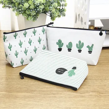 

2020 New Small Fresh Cactus Cosmetic Bag Multifunctional Canvas Clutch Storage Bag Cosmetic Bag Makeup Bag