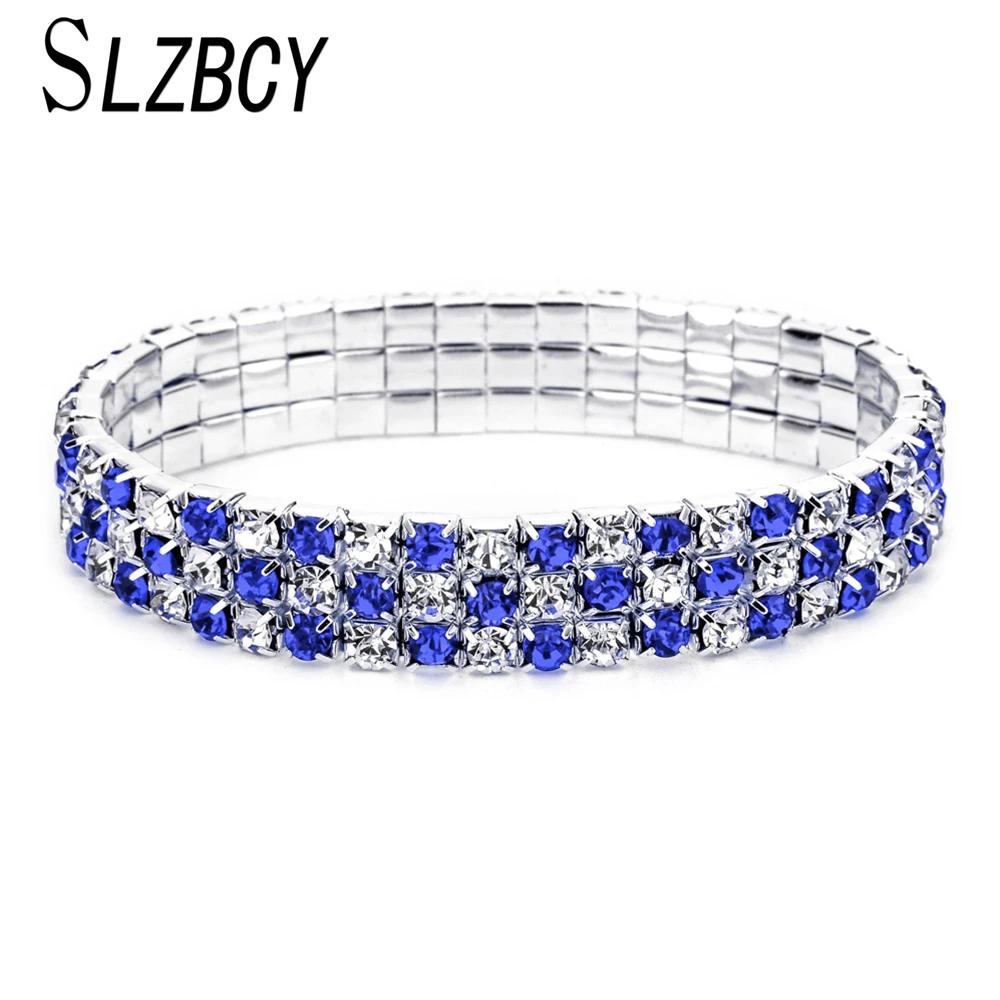 SLZBCY Bling Bridal Crystal Bracelets Bangles Party Jewelry Rhinestone