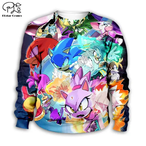 Kids sweatshirts Детская одежда в стиле Харадзюку аниме Super Sonic с принтом детские 3d толстовки с капюшоном и с рисунками из мультфильмов, ежика, футболка с рукавом для мальчиков и детей пальто на молнии Футболка Штаны - Цвет: Kids sweatshirts