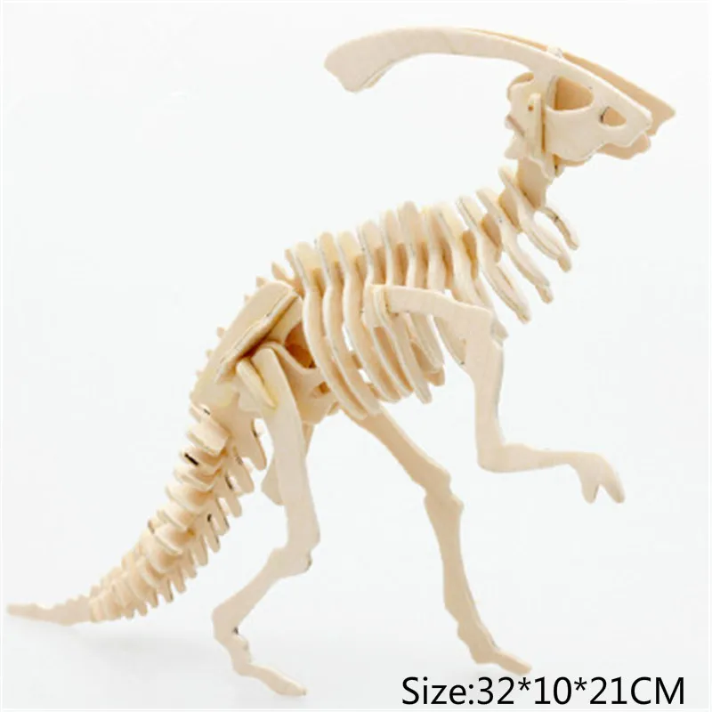 Новая модель динозавра 3d головоломка игрушка DIY забавная модель скелета деревянная обучающая интеллектуальная интерактивная игрушка для детей Подарки - Цвет: A