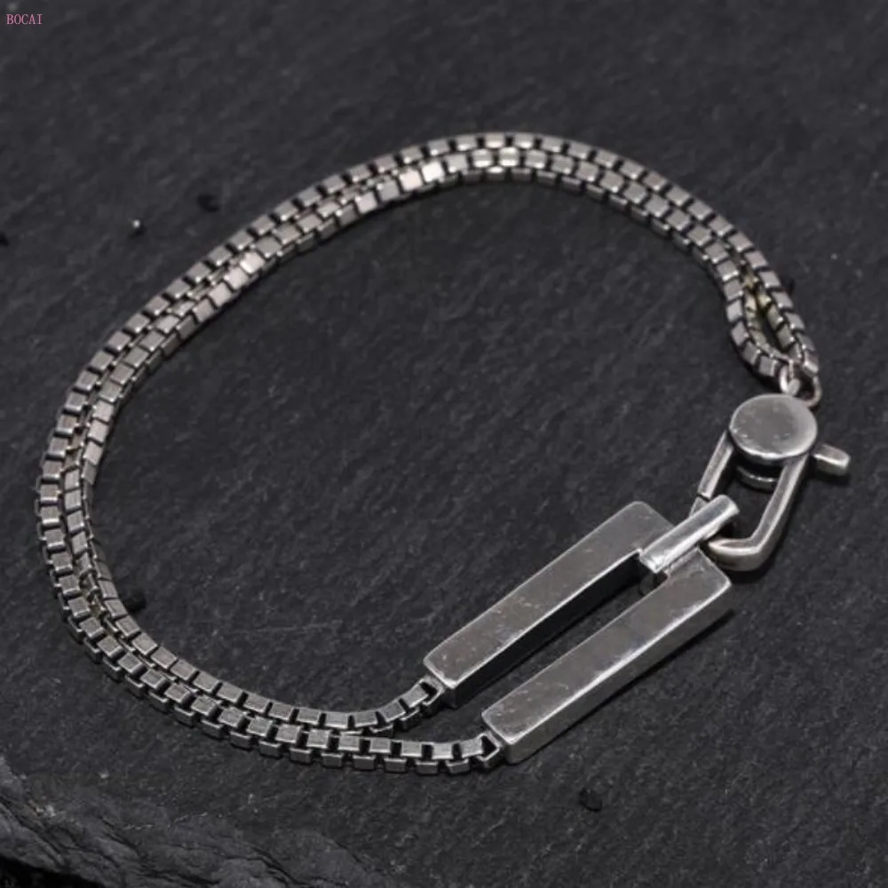 S925 Серебряный браслет тайский серебряный мужской Ретро Простой handorna мужской ts индивидуальный браслет для мужчин и wo мужской