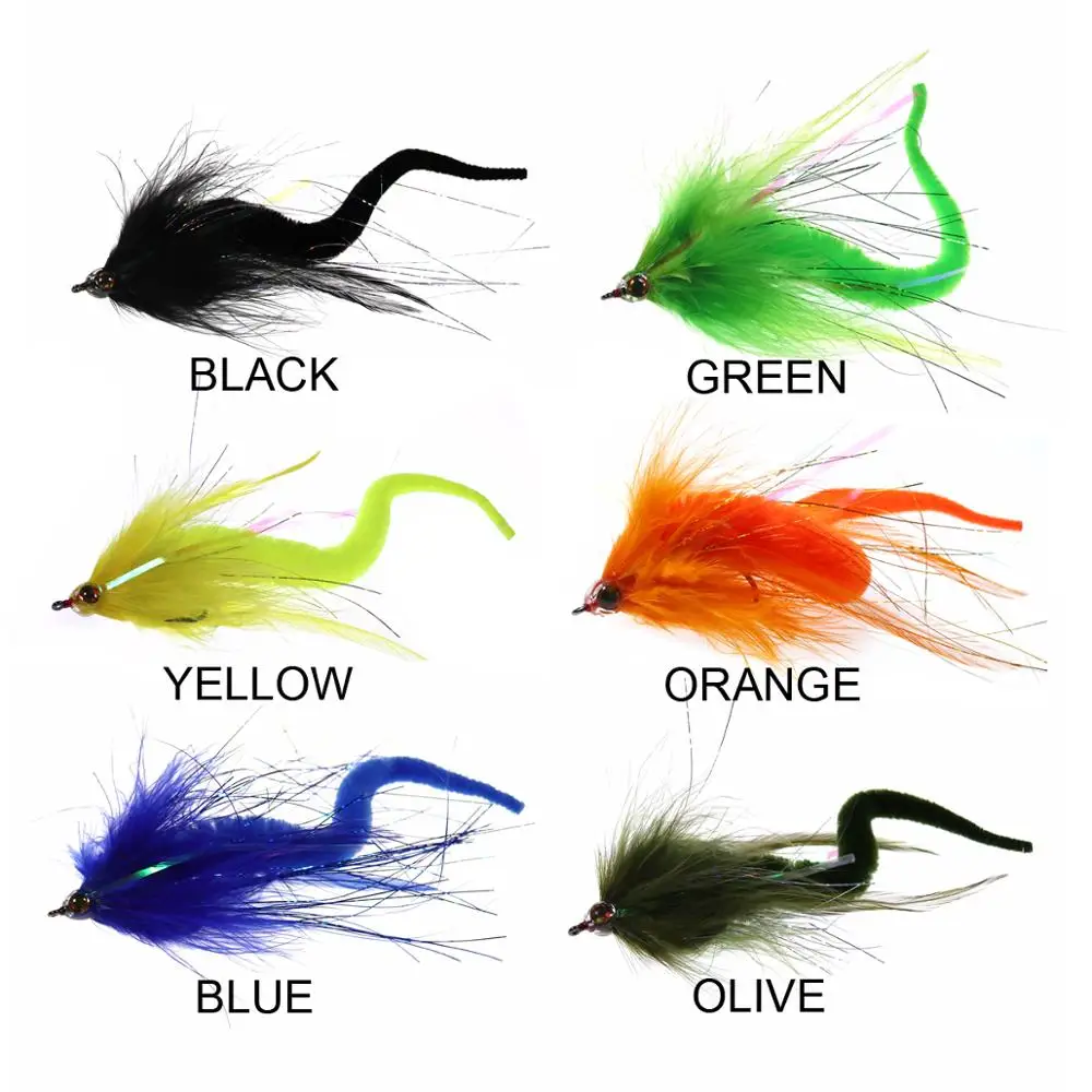 Bimoo 1PC 2PCS Dragon Tails Pike Streamers Bass Pike Muskie Fishing Lure Fly  Saltwater Baitfish Big Fishing Dragontail Flies