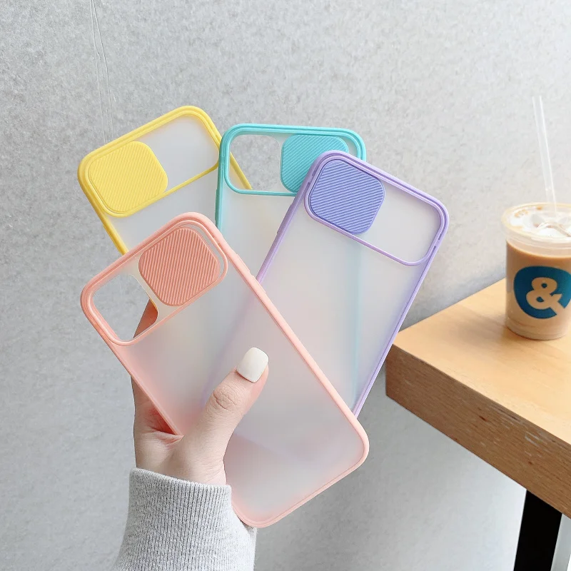 

Slide Camera Lens Protection Phone Case For iPhone 12 Mini 11 Pro Max XR XS Max 6S 7 8 Plus X Matte Transparent Soft Back Cover