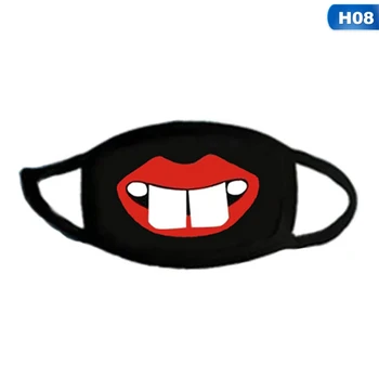 

1pcs 13 Style Unisex Cartoon Funny Teeth Letter Mouth Black Cotton Half Mouth Mask Anti-bacterial Dust Winter Warm Cute Masks