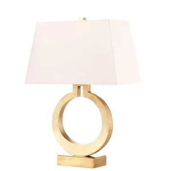 

Europen style gold table lights white lampshade art deco lamp living room bed light