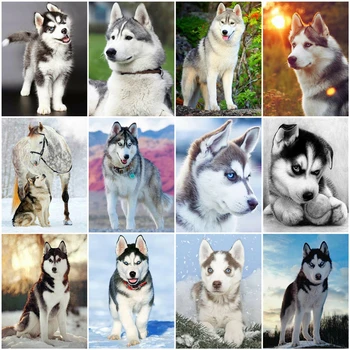 

AZQSD 5D DIY Kits Diamond Painting Dog Cross Stitch Needlework Full Square Diamond Embroidery Mosaic Animal Handmade Gift