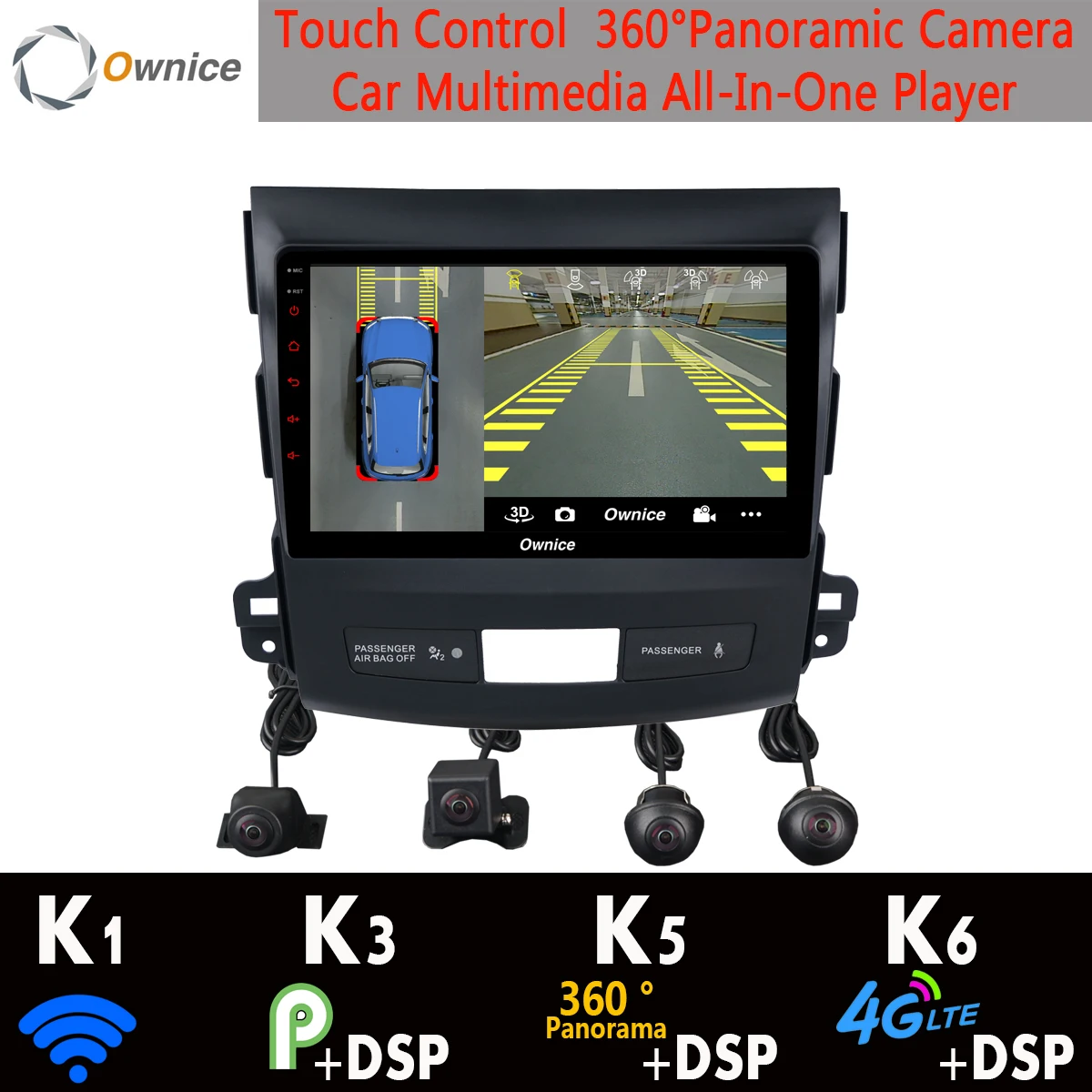 

360° Panoramic Android 9.0 8Core 4+64 GSP CarPlay Player for Mitsubishi Outlander XL 2005-2011 Peugeot 4007 Citroen C-Cross