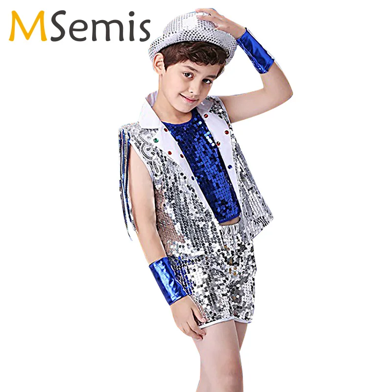 Костюмы для джазовых танцев MSemis костюмы с блестками мальчиков в стиле хип-хоп