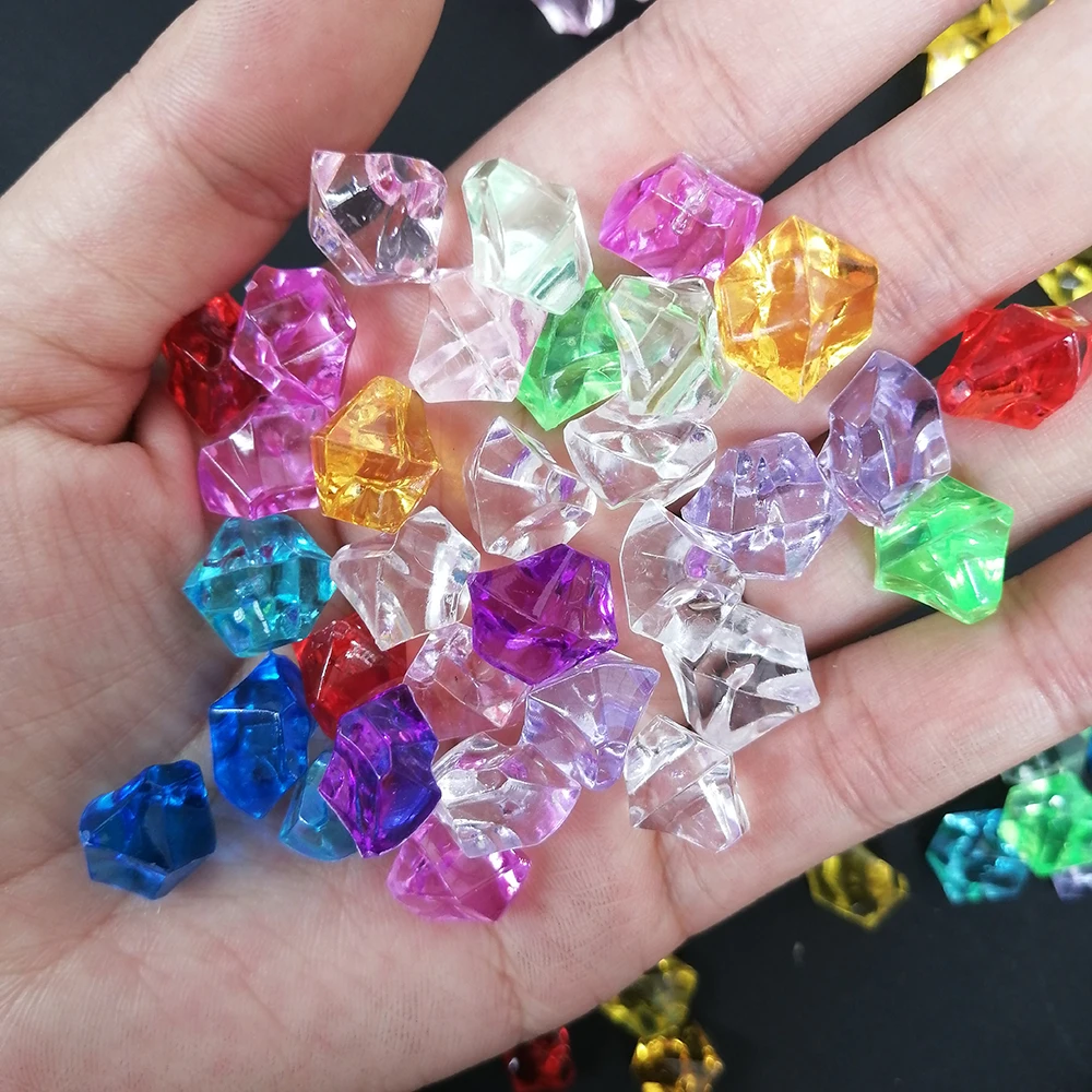 100PCS Plastic Gems Ice Grains Colorful Stones Children Jewels Acrylic  Jewels Ice Counter Crystal Diamonds DIY Crafts Beads Toy