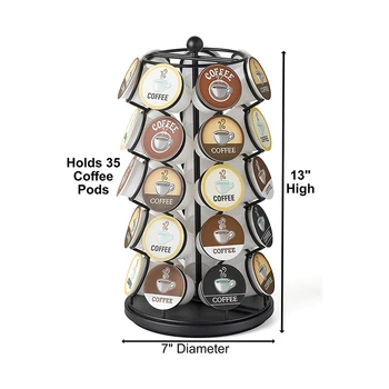 

35 Squares Coffee Bean Shelf Black Large K-Cup Display Stand Capsule Coffee Capsule Dispensing Tower Kitchen Bar Tools