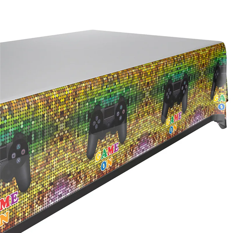 Tablecloth 1pc Игровые ручки тема одноразовые наборы посуды детский Декор для вечеринки в честь Дня Рождения салфетки тарелки чашки баннеры скатерти вечерние принадлежности - Цвет: Tablecloth 1pc