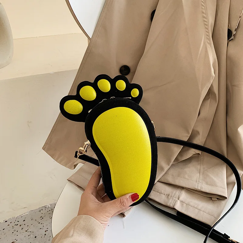 

2019 Autumn New Style Cool Bag Women's Creative Bag Funny Little Feet INS Cute GIRL'S Mini Messenger Bag