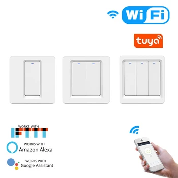 

WiFi Smart Home Light Switch Push Button Remote Switc Control Work Smart Life/Tuya APP with Alexa Google Home for Voice Control