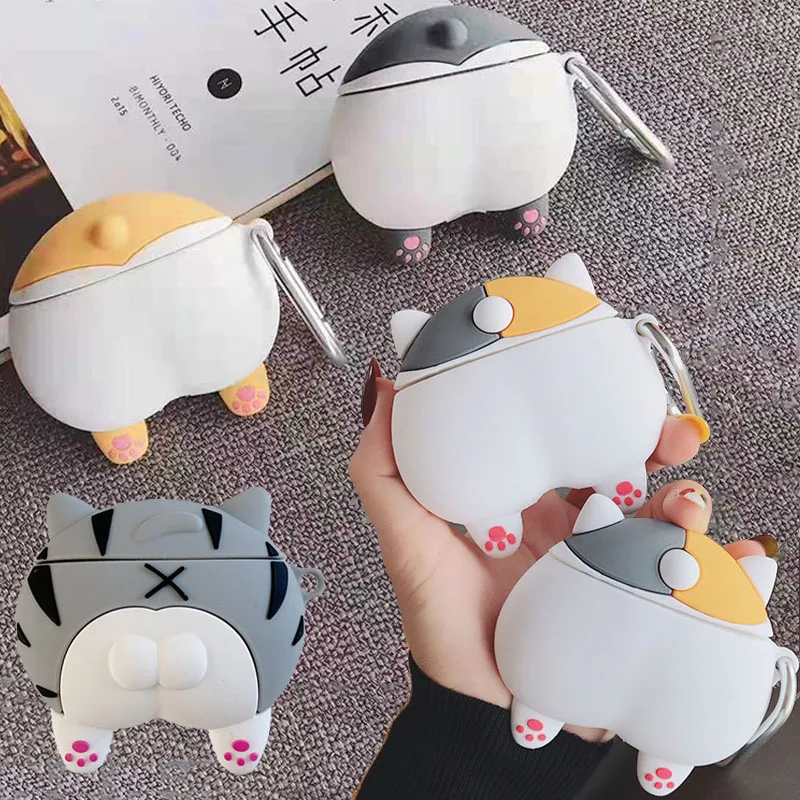 Для Apple AirPods 3D милый мультяшный Кот мяу ягодицы наушники чехол для Airpods 2 Собака