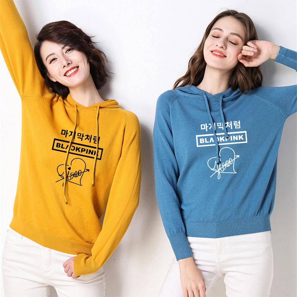 New Women Sweater Oversized Jumper Casual Streetwear Fall Winter BLACKPINK Cute Knitted Pullover stranger things