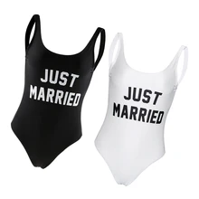 Комплект из 2 предметов, женский черно-белый цельный купальник, только что женатый медовый месяц, пляжная одежда, боди, монокини, Купальники M