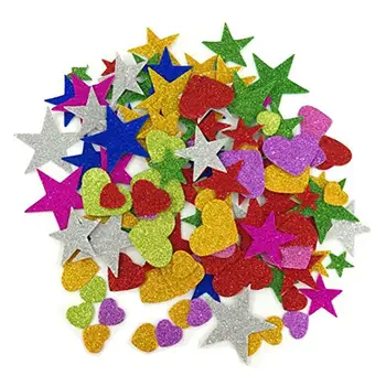 

150pcs Foam Star & Heart Glitter Stickers for Wall Ceiling DIY Projects (Random Color & Pattern)