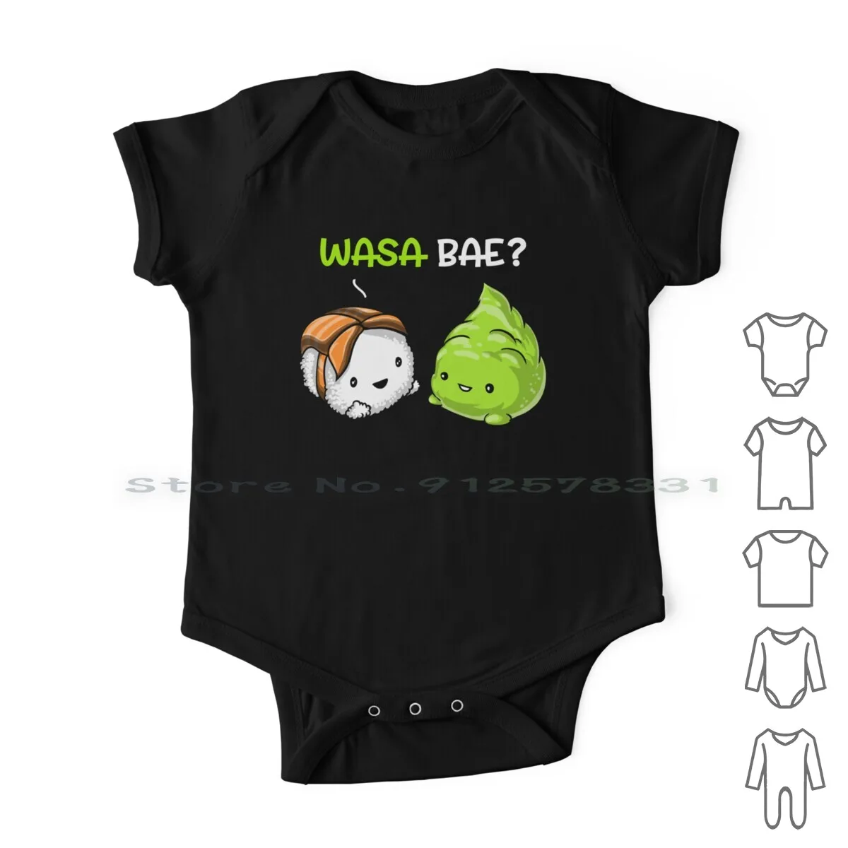 초밥 와사비 와사 배 신생아 아기 옷 Rompers 코튼 점프 슈트 Kawaii Sushi Sushi Lover 와사비 스시 펀 Funny Sushi