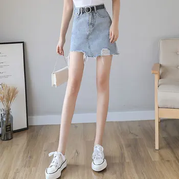 

spring and summer new high waist irregular skirt denim skirt women A-line skirts female2020
