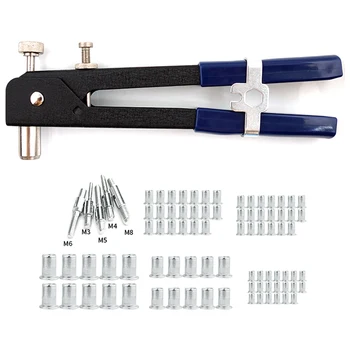 

86pcs M3-M8 Hand Riveter Nut Rivet Gun Kit Manual Threaded Nut Rive Tool Kit Stainless Steel Nuts Metric Thread For Screws