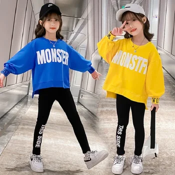 

teenager baby kids girl Clothes Hoodie winter Autumn loose tracksuit t Shirts + leggings pants hip hop 4 5 6 7 8 9 10 11 12 Year