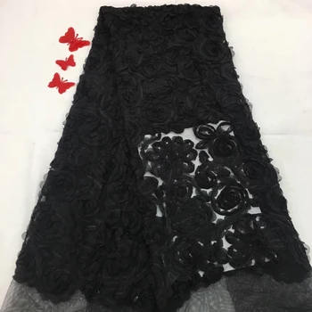 

African Lace Fabric 2019 High Quality Lace Black Nigerian Tissu Africain Guipure Embroidery French Tulle Lace Fabric RF2757