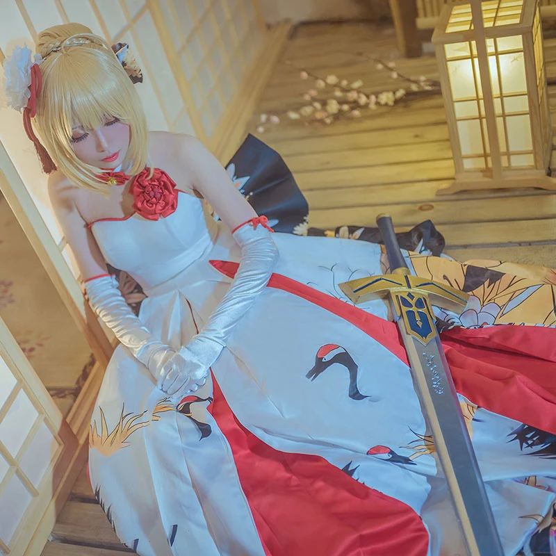 ROLECOS Fate Stay Night Altria Pendragon Косплей Костюм саблей Arturia журавль свадебное платье| |