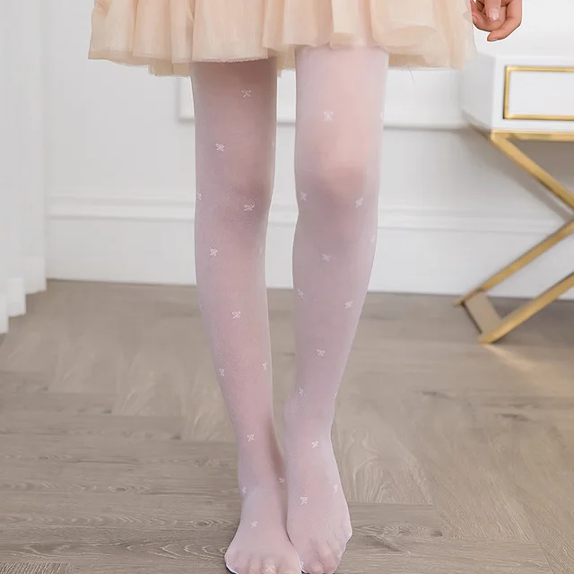 Белый Summer Children Girls Tights pantyhose girls anti-hook silk jacquard ultra-thin white stockings high quality kids dance Tights - Цвет: Белый