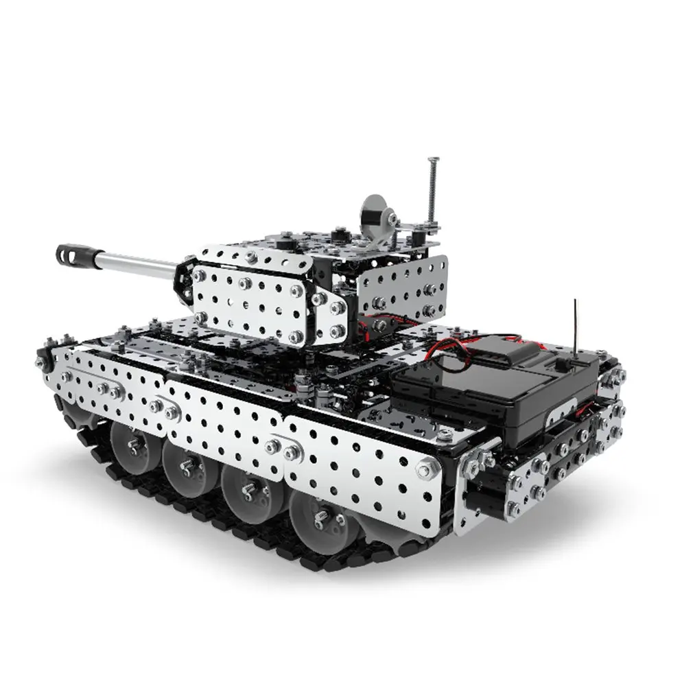 952PCS 2 4G RC Military Tank DIY Assembly set Stainless Steel Remote Control Model Toy Built 1