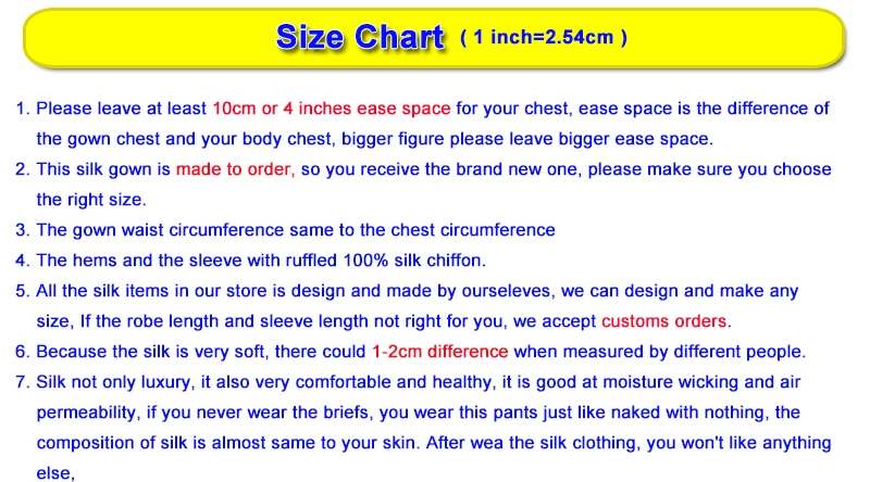 AS1193 size chart note
