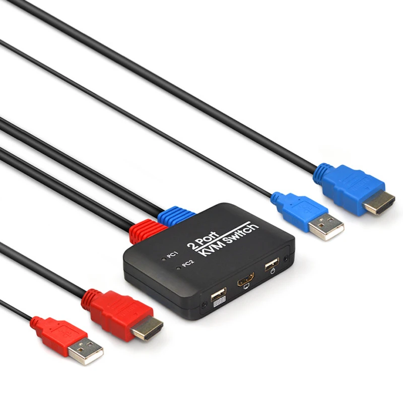 Коммутатор AIXXCO KVM HDMI коммутатор в мышь и клавиатуру высокой четкости порт KVM2