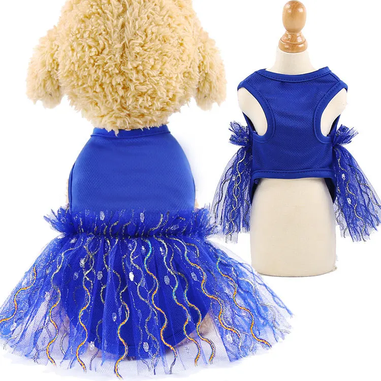 PUOUPUOU Милая однотонная Одежда для собак, летнее пальто, Милая юбка, Одежда для питомцев, одежда для собак, одежда для маленьких и средних собак, Ropa Para Perros - Цвет: Blue