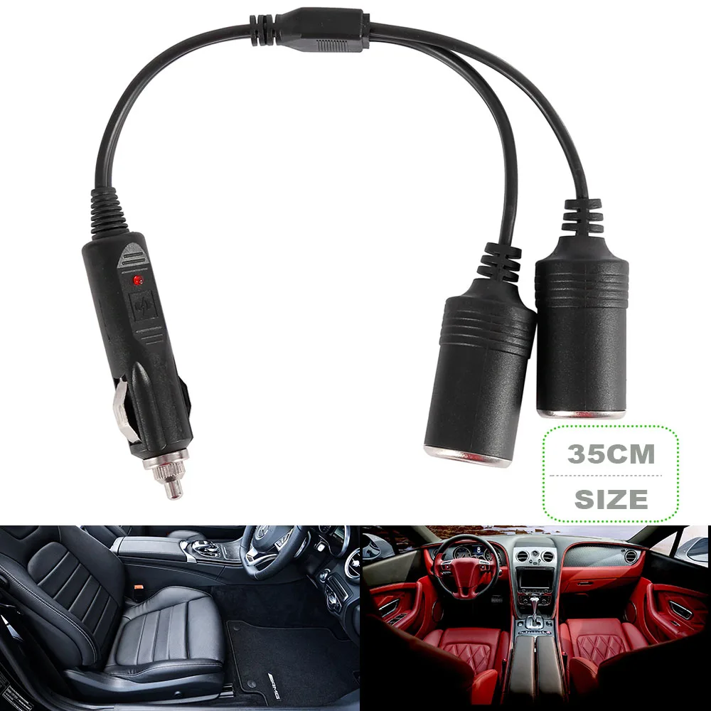 12 V/24 V 35 см машинная Зажигалка для сигарет Мощность Зарядное устройство Порты и разъёмы сплиттер двойной прикуриватель удлинитель адаптер для различных Видеорегистраторы для автомобилей