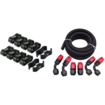 

1 Set 3 Meter Braided Hose+An10 Hose End Fittings Adaptor Kit & 1 Set 10An Hose Separator Clamp Hose Fitting Connector