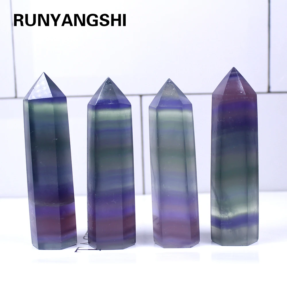 Runyangshi 1 шт. 80-90 мм натуральный кристалл полоса флюорит ручной полированный