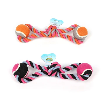 

2pcs Tennis Rope Knot Pet Dog Toys Cotton Bite Resistant Chew Toy 35CM Interactive Ball For Small Large Dogs Puppy Pet Toys