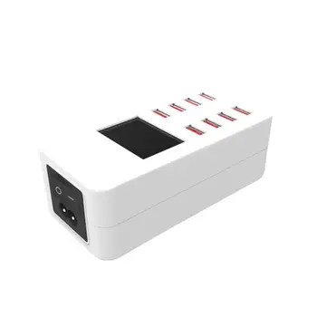

40W 5V8A USB Charger Extension Socket Intelligent 8-Port Quick Charger Time Display Multi-function Plug-in Charger
