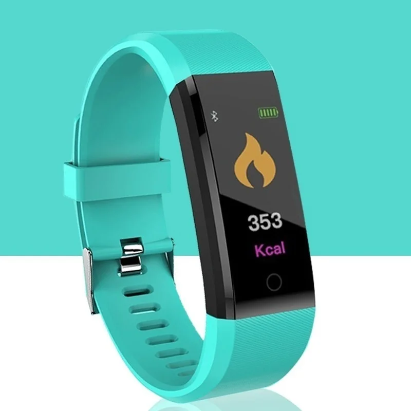 Bluetooth Смарт-часы цветной экран водонепроницаемый монитор сердечного ритма кровяного давления фитнес-Браслет спортивный браслет для IOS Android - Цвет: Blue