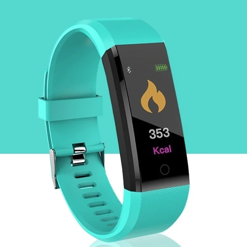 Blue Bluetooth Смарт-часы цветной экран водонепроницаемый монитор сердечного ритма кровяного давления фитнес-Браслет спортивный браслет для IOS Android - Цвет: Blue