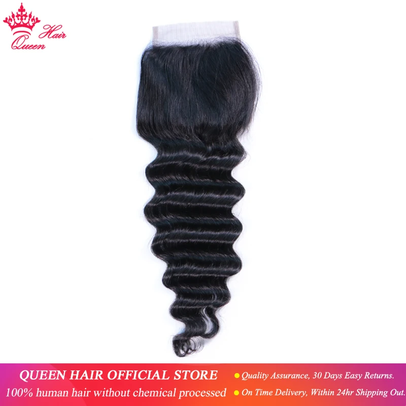 Brazilian Loose Deep Wave Closure Free/Middle Part Human Hair 4x4 Lace Closure Swiss Lace Remy Hair Queen Hair Official Store